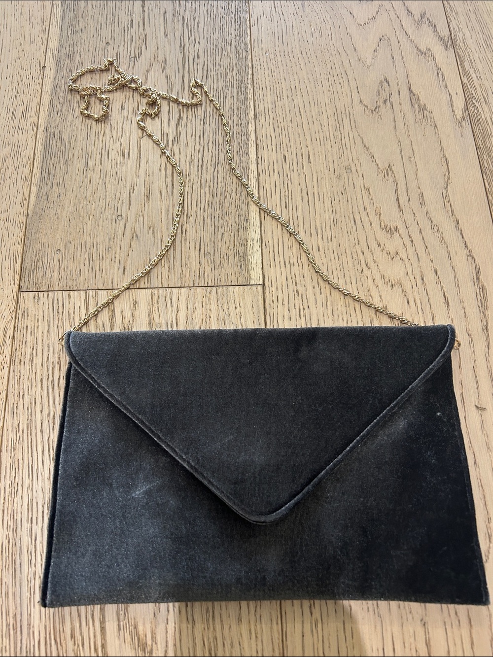 Velvet Envelope Crossbody Bag with Gold Chain